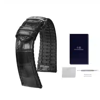 十瑞鳄鱼皮手表带橡胶表带男适用于江诗丹顿百达翡丽伯爵宝珀手表带万国浪琴积家欧米茄手表男女蝴蝶扣款