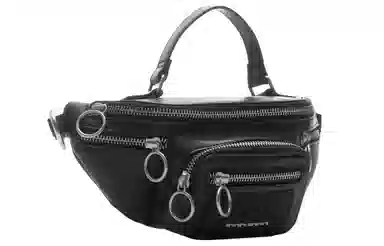 中国李宁 运动时尚 合成革 单肩斜挎胸包 男女同款情侣款 黑色