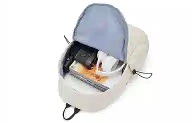 轻骑者 日系休闲学生大容量百搭潮流户外运动通勤 织物 电脑包旅行包书包背包双肩包 常规 男女同款情侣款 米白/黑色