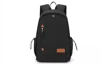 轻骑者 日系休闲学生大容量百搭潮流户外运动通勤 织物 电脑包旅行包书包背包双肩包 常规 男女同款情侣款 米白/黑色