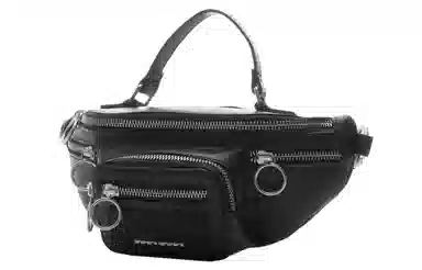 中国李宁 运动时尚 合成革 单肩斜挎胸包 男女同款情侣款 黑色