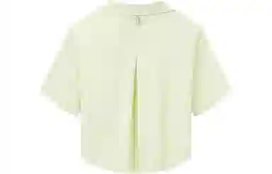 中国李宁 印花字母单排扣宽松短袖衬衫 女款 绿色