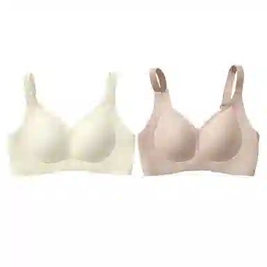内在密码 无痕固定杯内衣女薄款大胸显小果冻条软无钢圈文胸 两件装