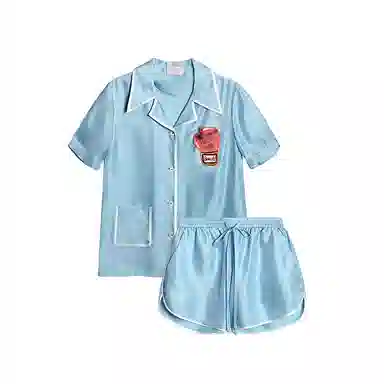 桑罗  自在凉感不易皱真丝睡衣套装 桑蚕丝 家居套装 女士 鸢尾蓝