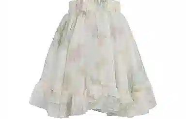 森女部落 仙气碎花系带裙子高腰小个子半身裙 女款 杏色