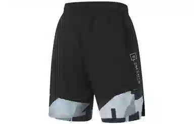 李宁 健身系列 局部满印图案系带速干运动短裤 男款 黑色