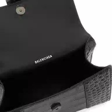 Balenciaga Hourglass Black Croc-Embossed Mini Bag