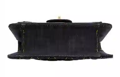 CHANEL Classic Chain Denim Messenger Bag Small Black