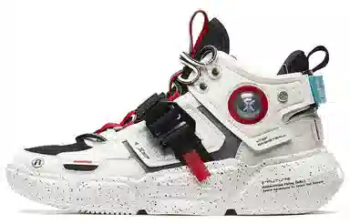 特步 耐磨防滑 中帮 实战篮球鞋 男款 米黑