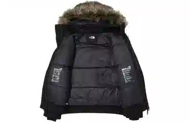 The North Face Logo Print Hooded Down Jacket Black