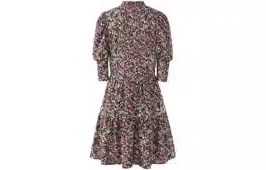 太平鸟 碎花灯笼袖收腰镂空茶歇五分袖连衣裙