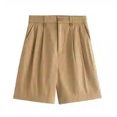 茵曼 纯色高腰休闲直筒五分短裤 女款