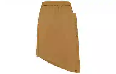 美洋 纯色不规则纽扣半身裙 土黄色