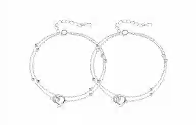 牧言 冷淡风简约小众高级感 几何镂空圆环圆珠叠戴环环相扣手饰 莫比乌斯双环手链 女款