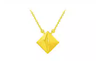 周大福 几何菱形 光沙工艺 足金 按克计价 黄金吊坠 女款