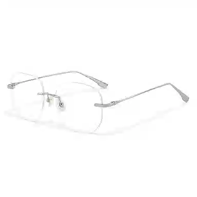 【联系客服可配度数】 佐川 超轻纯钛无边框眼镜近视多边形眼镜框潮流圆脸显瘦 不规则/多边形 功能性眼镜 男女同款情侣款 礼盒装