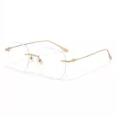 【联系客服可配度数】 佐川 超轻纯钛无边框眼镜近视多边形眼镜框潮流圆脸显瘦 不规则/多边形 功能性眼镜 男女同款情侣款 礼盒装