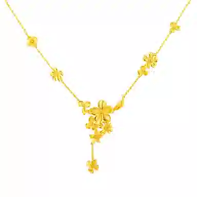 六福珠宝 囍爱系列四季花开 套链婚嫁 足金 按克计价 黄金项链 女款