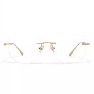 【联系客服可配度数】 佐川 超轻纯钛无边框眼镜近视多边形眼镜框潮流圆脸显瘦 不规则/多边形 功能性眼镜 男女同款情侣款 礼盒装