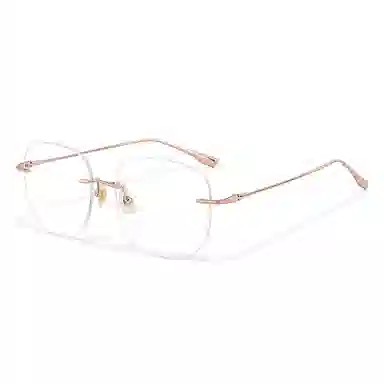 【联系客服可配度数】 佐川 超轻纯钛无边框眼镜近视多边形眼镜框潮流圆脸显瘦 不规则/多边形 功能性眼镜 男女同款情侣款 礼盒装