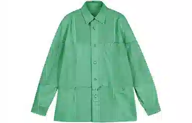 速写 纯色拼接休闲长袖衬衫 男款