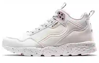 特步 合成革 减震防滑耐磨 低帮 运动休闲鞋 女款 白粉红