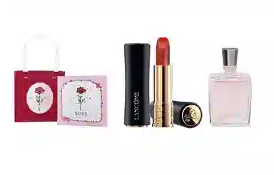 兰蔻 菁纯柔润/小蛮腰口红/粉金口红/小蛮腰粉金管+奇迹香氛+粉色浪漫玫瑰礼盒 滋润显气色