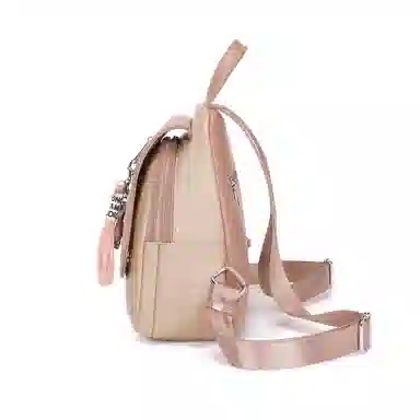 稻草人 时尚百搭通勤休闲 聚氨酯 书包背包双肩包 女款 米白配啡