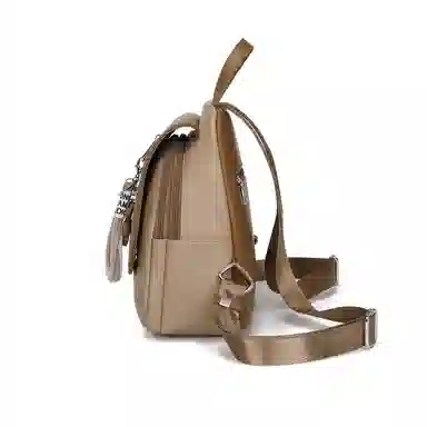 稻草人 时尚百搭通勤休闲 聚氨酯 书包背包双肩包 女款 米白配啡