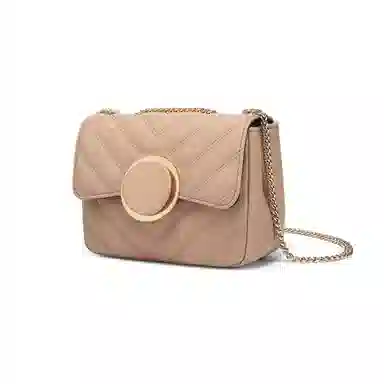 稻草人 款简约链条 聚氨酯 单肩包小方包斜挎包 女款 杏色