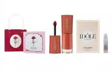 兰蔻 菁纯柔润/小蛮腰口红/粉金口红/小蛮腰粉金管+是我香水+粉色浪漫玫瑰礼盒 滋润显气色