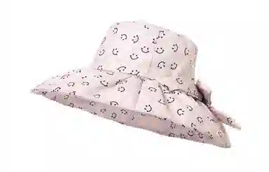 白卷 夏天遮阳防晒大檐笑脸印花 鸭舌帽 女款