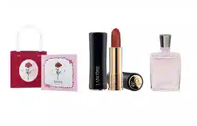 兰蔻 菁纯柔润/小蛮腰口红/粉金口红/小蛮腰粉金管+奇迹香氛+粉色浪漫玫瑰礼盒 滋润显气色