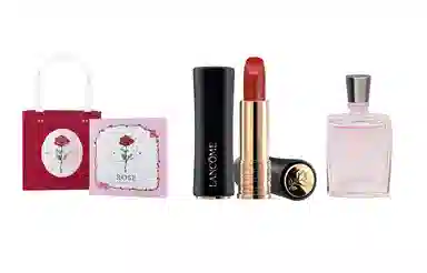 兰蔻 菁纯柔润/小蛮腰口红/粉金口红/小蛮腰粉金管+奇迹香氛+粉色浪漫玫瑰礼盒 滋润显气色