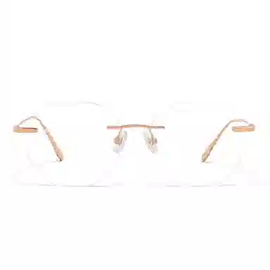 【联系客服可配度数】 佐川 多边形无边框眼镜 无框超轻纯钛素颜眼镜 纯钛 不规则形 光学镜架 男女同款情侣款 可配近视 礼盒装