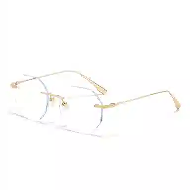 【联系客服可配度数】 佐川 多边形无边框眼镜 无框超轻纯钛素颜眼镜 纯钛 不规则形 光学镜架 男女同款情侣款 可配近视 礼盒装