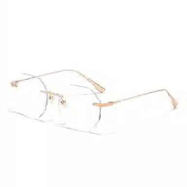 【联系客服可配度数】 佐川 多边形无边框眼镜 无框超轻纯钛素颜眼镜 纯钛 不规则形 光学镜架 男女同款情侣款 可配近视 礼盒装