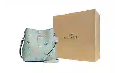 Coach Town 16 Floral Print Mini Bucket Bag Lake Green