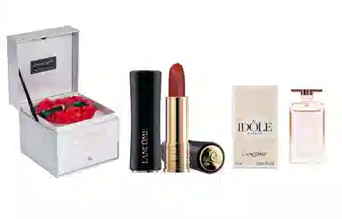 兰蔻 菁纯柔润/小蛮腰口红/粉金口红/小蛮腰粉金管+是我香水+闪耀永生花礼盒 滋润显气色