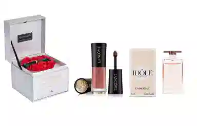 兰蔻 菁纯柔润/小蛮腰口红/粉金口红/小蛮腰粉金管+是我香水+闪耀永生花礼盒 滋润显气色