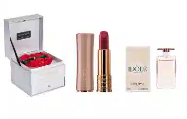 兰蔻 菁纯柔润/小蛮腰口红/粉金口红/小蛮腰粉金管+是我香水+闪耀永生花礼盒 滋润显气色