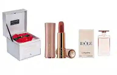 兰蔻 菁纯柔润/小蛮腰口红/粉金口红/小蛮腰粉金管+是我香水+闪耀永生花礼盒 滋润显气色