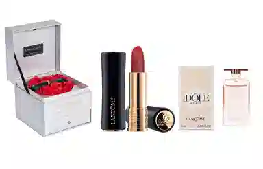 兰蔻 菁纯柔润/小蛮腰口红/粉金口红/小蛮腰粉金管+是我香水+闪耀永生花礼盒 滋润显气色