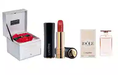 兰蔻 菁纯柔润/小蛮腰口红/粉金口红/小蛮腰粉金管+是我香水+闪耀永生花礼盒 滋润显气色