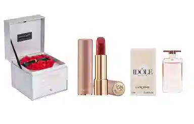 兰蔻 菁纯柔润/小蛮腰口红/粉金口红/小蛮腰粉金管+是我香水+闪耀永生花礼盒 滋润显气色