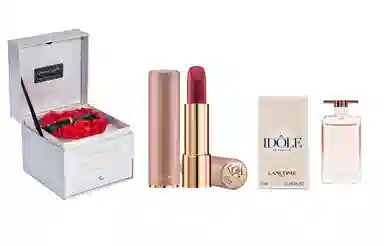 兰蔻 菁纯柔润/小蛮腰口红/粉金口红/小蛮腰粉金管+是我香水+闪耀永生花礼盒 滋润显气色