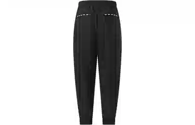 中国李宁 纯色中腰束脚运动裤 男款 黑色