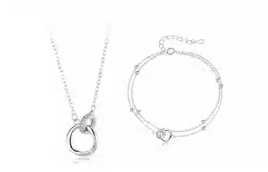 牧言 冷淡风简约小众高级感 几何镂空圆环圆珠叠戴环环相扣手饰 莫比乌斯双环手链 女款