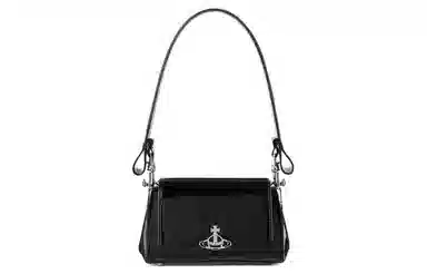 Vivienne Westwood Saturn Logo Shoulder Bag Black