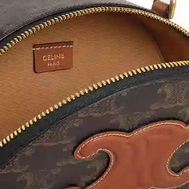Celine Triomphe Half Moon Bag Tan